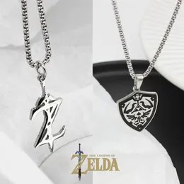 Pendant Necklaces Z Titanium Steel Necklace Cartoon Anime Shield Hip Hop Fashion Men Women Jewelry Sweater Chain Couple Gift