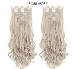 7pcsSet 130G Synthetic Clip In On Hair Extension Ponytails 22Inch Curly High Temperature Fibre Hairpieces More Colours Optional5158316