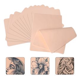 351015PCS Tattoo Blank Practise Skin Eyebrow Paint Double Side Synthetic Leather Pink Tattoo Beginner Fake Skin Exercise Tool 240103