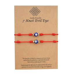 7 Knots Blue Evil Eye Bracelet Paper Card Bracelet Adjustable Lucky Red String Bracelets Couple Jewelry Friendship Bracelet 2PscS1974336