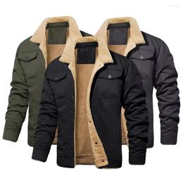 Men's Jackets Men Outerwear Thicken Male Jacket Plush Cotton Lining Coldproof Fleeced Lined Dressing