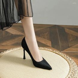 Dress Shoes Stiletto Heel Pointed High Heels Women Pumps Black Women's Solid Colour Large Size 30-44