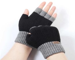 Fingerless Gloves Men Wool Half Finger Warm Knit Glove Winter Plus Velvet Thick Elastic Fingerless Touch Screen Outdoor Cycling Dr6727473