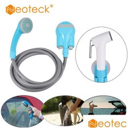 Other Faucets Showers Accs Neoteck Portable Cam Shower Set Usb Dc 12V Pressure Hiking Outdoor Travel Car Pet Washer Handheld Kit Dhzxf