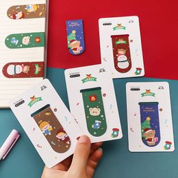 12 Pcs Cartoon Christmas Magnetic Bookmark Cute Girl Personality Creative Bookmark Student Double-sided Paper Page Holder 240103