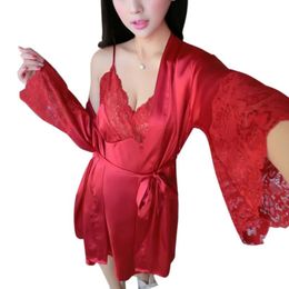 Sleepwear 2018 Brand New Sexy Satin Lingerie Women Hot Lace Sleepwear Soft Nightgown Underwear Sexy Pyjamas Night Dress