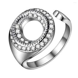 Cluster Rings AR157 Arrival Silver Plated Finger For Women & Men Fashion Jewelry O Shape Inlaid Bijouterie Zircon Stone