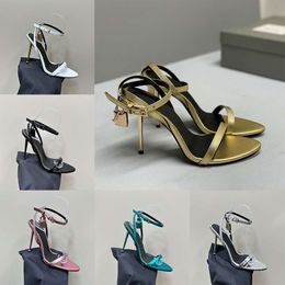 Designer Sandals Padlock Heels Naked Sandal Woman Leather Heels Sandals Wedding Party Shoes 506