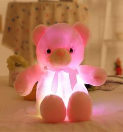 valentines day gift plush toy30cm 50cm bow tie teddy bear luminous bears doll with builtin led Colourful light luminous function6489420