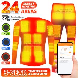 Winter Heated Underwear Suit Mobile Phone APP Control Temperature Fleece Thermal Underwear Motorcycle Jacket Heating Men Women 240103