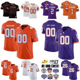 Men College Football 2 Cade Klubnik Jersey University 1 Will Shipley 26 Phil Mafah 6 Tyler Brown 9 RJ Mickens 80 Beaux Collins ProSphere Stitched Purple Orange White