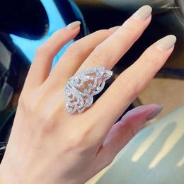 Cluster Rings Brillian Trend Versatile Butterfly Half Wing Cubic Zirconia Design For Women Wedding Shiny Jewelry Gift G1223