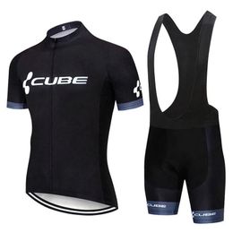 Sets Men CUBE team cycling jersey suit short sleeve bike shirt bib shorts set summer quick dry bicycle Outfits Sports uniform Y21031806