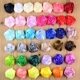Hair Accessories 200pcs 4cm Satin Ribbon Rolled Rose Flower For Princess Bow Wedding Bride Bouquet Holding Flowers Decorations