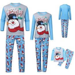 Outfits Family Matching Christmas Pyjamas Set Mom And Kid Clothes Snowman Print romper Swearshirt And Pants PET DOG CLOTH LJ201111