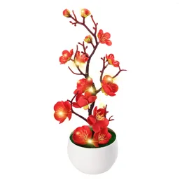 Decorative Flowers Simulation Plum Cherry Blossoms Plant Bonsai Artificial Silk Potted For Party Wedding Home Table Fake Flower