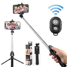 Portable Wireless Bluetooth Selfie Stick Mini Selfie Tripod with Wireless Remote Control 360 Rotation Selfie tripod cell phone hol4988271