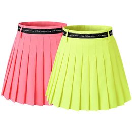 Skirts 2023 Golf Skort Women Korean Pleated Skirt High Waist with Inner Shorts Safe Girl Tennis Skirts Gym Running Sports Fiess Skort