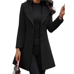 Women's Fashion Trend, Popular Autumn And Winter Styles In Europe And America, With A Slim Collar And Solid Colour Slim Fit. Women's Woollen Coat Jacket