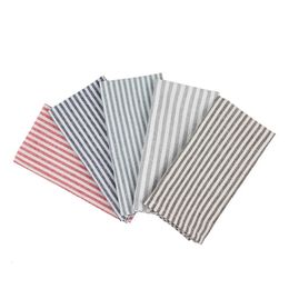 Napkin Table Napkin Plain Striped Linen Cotton Blended Dinner Cloth Napkins Placemats Tea Towels Set of 12 40 x 30 cm for Events Home Use