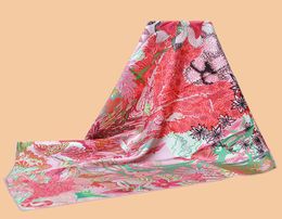 Scarves HuaJun 2 StoreLovely Pink quotWild Singaporequot 90 Silk Scarf Twill Printing Antiwrinkle Handmade Stitching1258815
