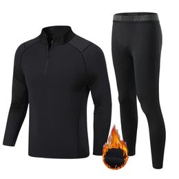 Underpants Winter Fleece Thermal Underwear Suit Men Fiess Clothing Long Shirt Leggings Warm Base Layer Sport Suit Compression Sportswear