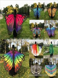 Women New Colourful Butterfly Wing Cape Chiffon Long Scarf Party Stylish Scarves Peacock Poncho Shawl Wrap Beach Towel Sarong Cover9180616