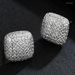 Stud Earrings Zircon HipHop Silver Plated Micro Earring For Men Women Iced Out Piercing Geometric Ear Jewellery Drop