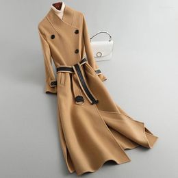 Casual Dresses High End Double-sided Woollen Coat 2024 Autumn And Winter Belt Medium Length For Women