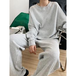 Dresses Suit Women's Waffle Longsleeved Sweater + Leggings Sweatpants Twopiece Fashion Casual Sports Suit Women's Autumn and Winter