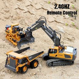 RC Car Children Toys Remote Control For Boys Radio Excavator Dump Truck Bulldozer Electric Kids Gift 240103