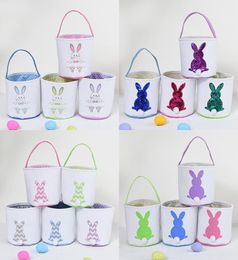 Easter Egg Storage Basket Canvas Bunny Ear Bucket festives favors Creative Easter Gift Bag With Rabbit Tail Decoration Multi Style1923153