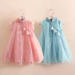 Dresses 2019 Summer 2 3 4 5 6 7 8 9 10 Years Chinese Cheongsam Crew Neck Party Baby Tassel Lace Princess Chiffon Kids Dresses For Girls