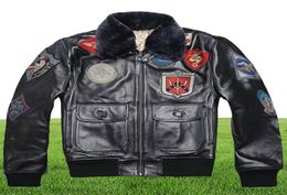 AVIREX 2019 real fur collar cowskin flight jacket men bomber jacket men genuine leather coat motorcycle1425935
