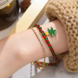 Charm Bracelets ALIUTOM Christmas Tree Child Bracelet Red Bead Fashion Jewelry Accessories For Girl Gifts