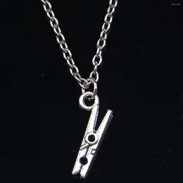 Chains 20pcs Fashion Necklace 18x8mm Clothespin Pendants Short Long Women Men Colar Gift Jewelry Choker