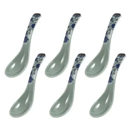 Spoons 6 Pcs Ceramics Anti Blue And White Spoon Mixing Appetiser Melamine Household