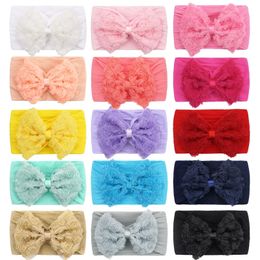 15PCS Baby Headbands Hair Bows Soft Nylon Kids Headwear Hair Accessories Wholesales 240102