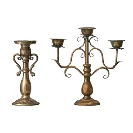 Candle Holders Retro Holder Cast Iron Rustic Traditional Classic Stand For Dining Table Dinner Wedding Decoration