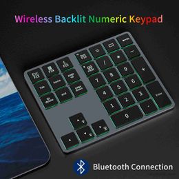 Cell Phone Keyboards Metal Number Keyboard Portable Bluetooth Backlit Numeric Keypad Slim Wireless Key Board For PC Tablet Windows Android