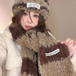 Scarves Soft Striped Double Color Plush Scarf Women Winter Warm Thick Lovely Knitting Simple Fashion Commuting Long Muffler