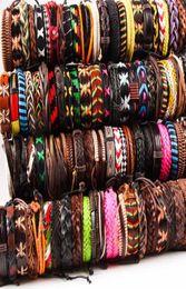 Bracelet handmade real leather surfer cuff bracelets whole bulk lots 50pcspack mix black brown men039s women039s retro7398716