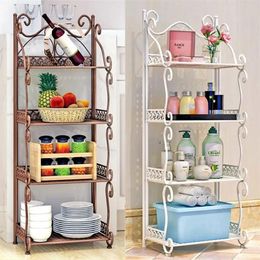 Racks 3 Colours Nordic Style 3/4/5 Tiers Folding Iron Kitchen Organiser Multiuse Bathroom Bedroom Rack Standing Book Shelf Home Decor Y2