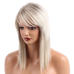 Wigs Natural Mixed Color Straight Short Hair Wig Women's Fashion Wig Heat Perm OK