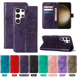 Imprint Butterfly Leather Wallet Cases For Motorola MOTO Edge 40 Neo G Play 2024 4G Power 5G Redmi 13C Print Flower Credit ID Card Slot Holder Flip Cover Pouch Strap