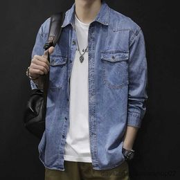 Men's Casual Shirts Vintage denim long sleeved new style jacket men's loose trendy clothing shirts for men