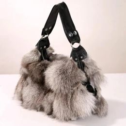 Waist Bags Ms.Minshu Natural Fur Leather Crossbody Shoulder Winter Bag Luxury Real Handbag For Women