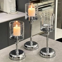 Candle Holders Electroplated Metal Holder Glass Luxury Decorative Vintage Modern Antique Light Souvenir Portavelas Decor