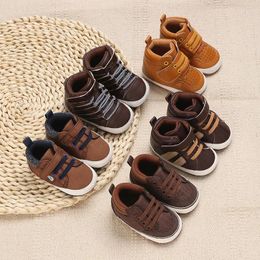 First Walkers Super Cute Brown Baby Shoes 3 To 18 Month For Toddler Boys And Girls Sneaker Soft PU Leather Casual