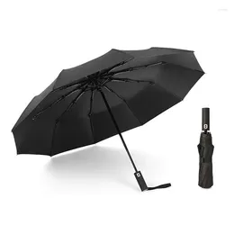 Umbrellas Strong Wind Resistant 3Folding Automatic Umbrella Men Parasol Women Rain 10Ribs Large Gift